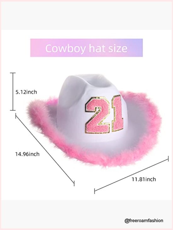 21st Birthday Cowgirl Hat - Pink Glitter Cowboy Hat, One Size main image 7
